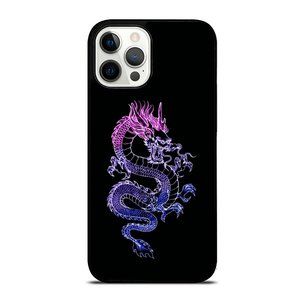Retro Neon Violet Pink Chinese Dragon Minimalist iPhone Case